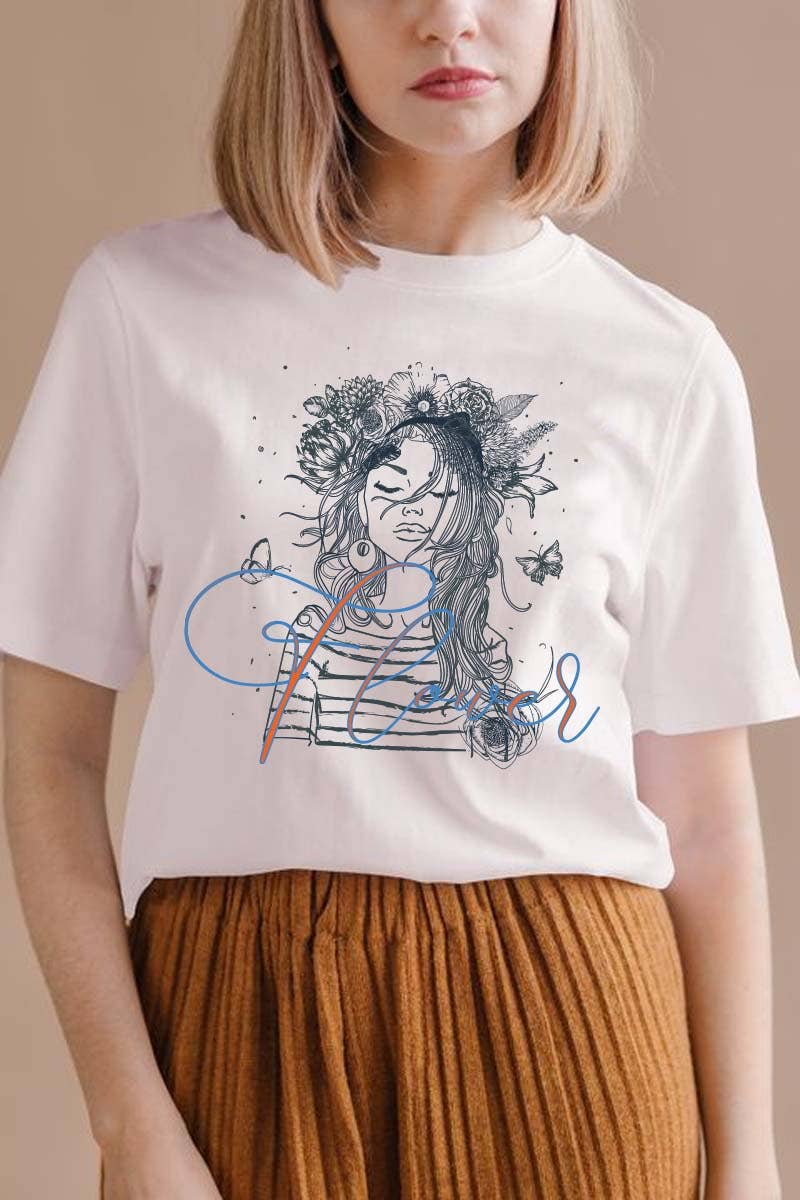 HARANG - Wholesale T-shirt met print - Dames - M8248 FLOWERS T-shirt met grafische print0