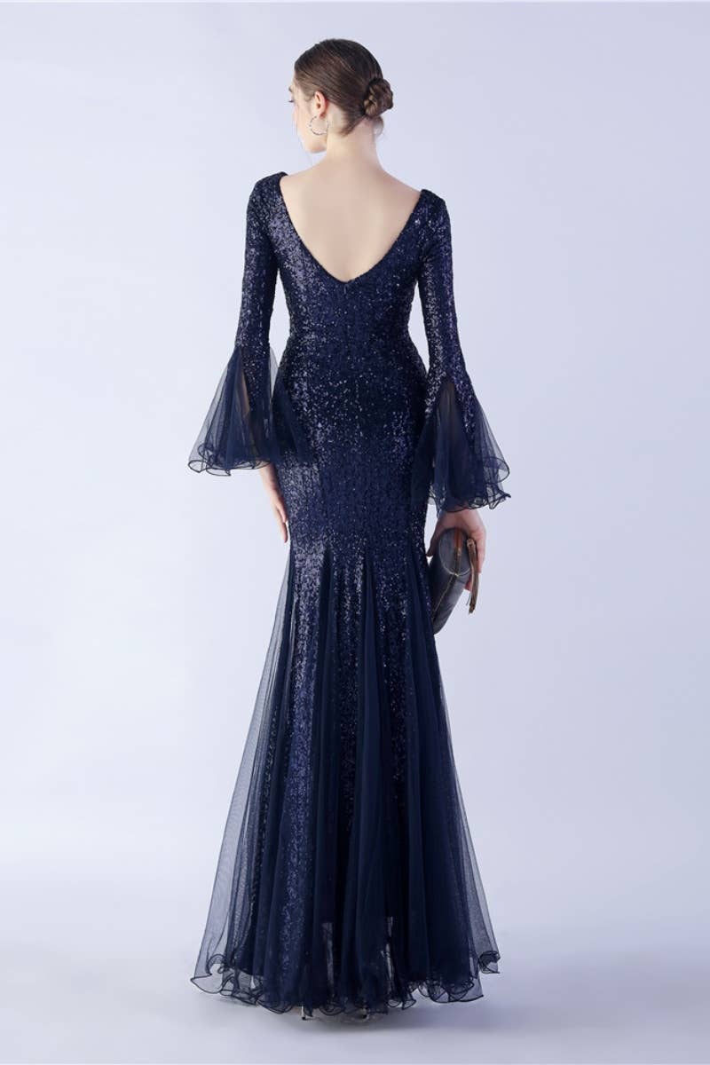 NINEXIS - Wholesale Dress - Women's - CWDMD3627_WAVY MESH BANQUET STAGE SEQUIN DRESS DRESS LONG15