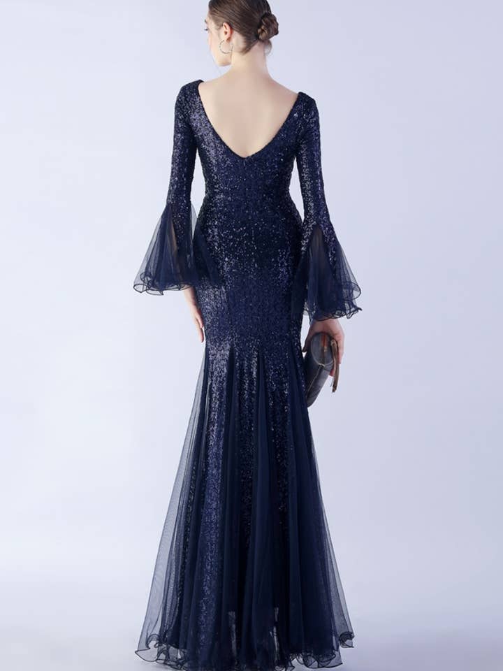 NINEXIS - Wholesale Dress - Women's - CWDMD3627_WAVY MESH BANQUET STAGE SEQUIN DRESS DRESS LONG15