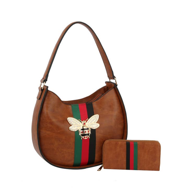 Handbag Factory Corp - Wholesale Satchel - Women's - Satchel Purse Bee Charm Pendant Handbag