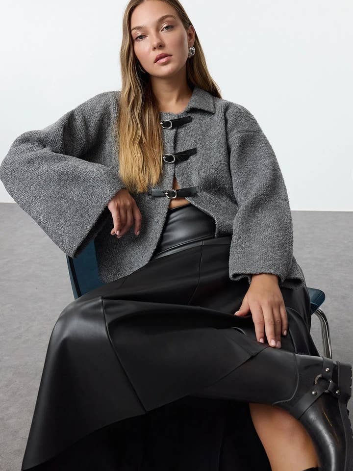 Soft-Textured Coat-Style Knit Cardigan for wholesale by Hoxton Gal