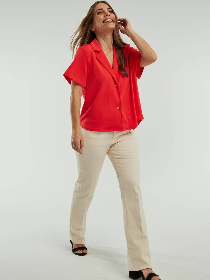 Sepiia - Wholesale Button Down Shirt - Women's - Cardio red bowling shirt ∞