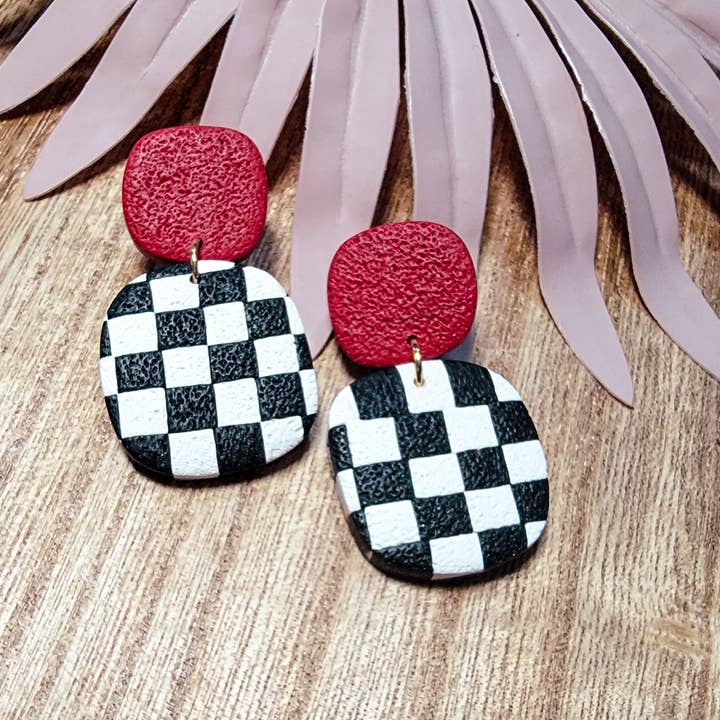 Lydia/ Pendientes a cuadrados/Pendientes retro para venta al por mayor de Knotty4Klay