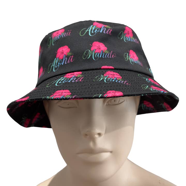 Aloha Designs - Wholesale Bucket Hat - Women's - Hawaiian Hibiscus Bucket Hat with Colorful Aloha, Mahalo4
