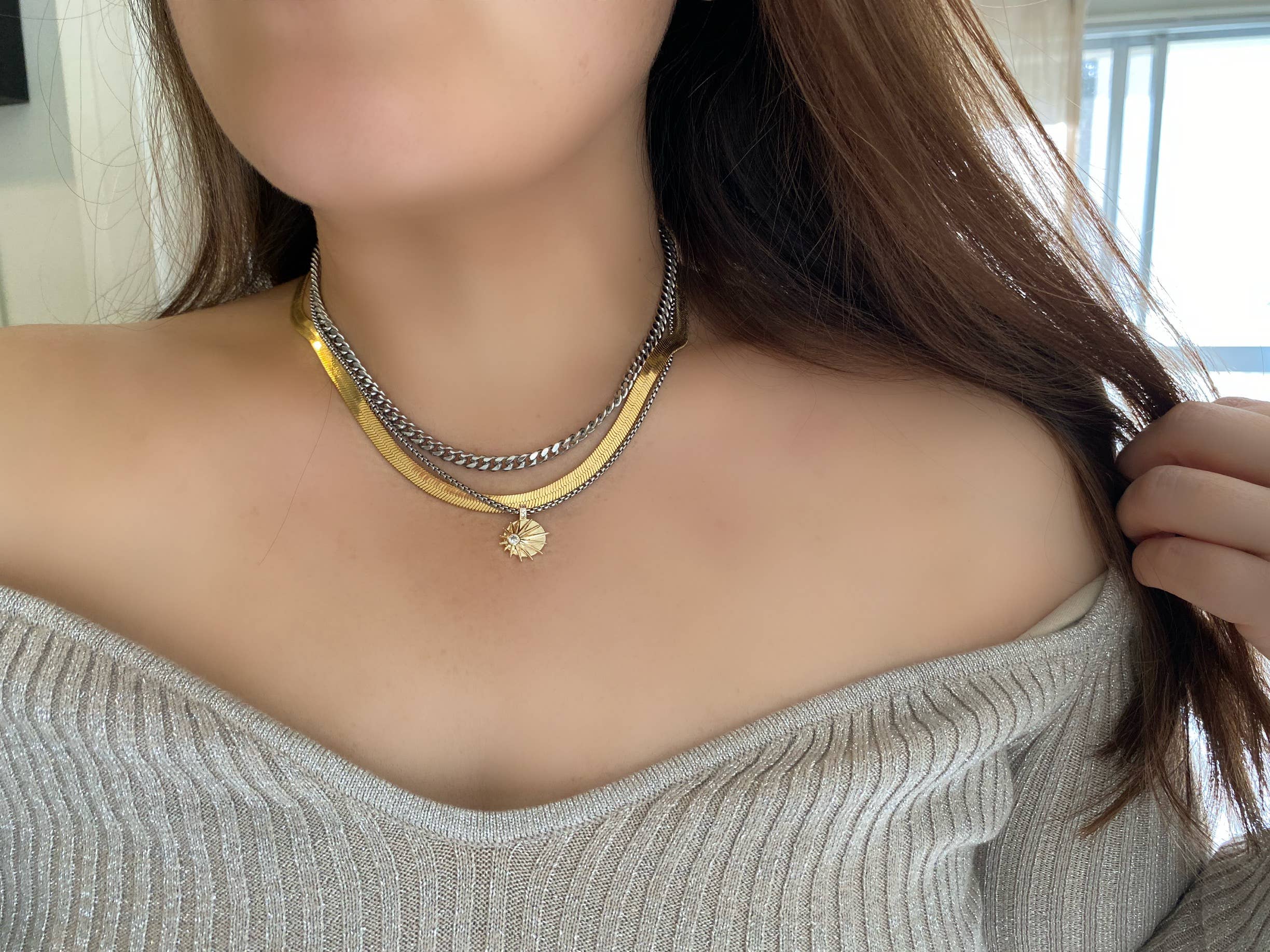 Amady Jewelry – Großhandel Kette mit Anhänger/Charm – Sonnenaufgang Zirkonia vergoldete Halskette Silber Ombre14