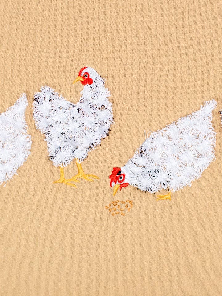 American Farm Company - Wholesale Sweatshirt - Women's - Fluffy White Chicken Tan Women's Soft Crewneck4