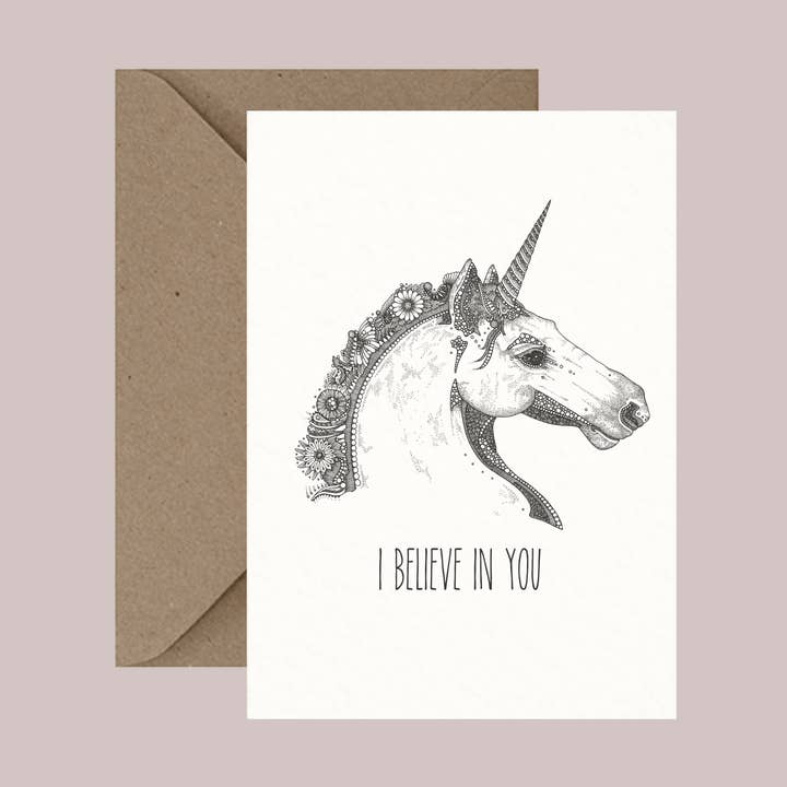 Tarjeta de felicitación con texto en inglés «I Believe In You para venta al por mayor de Little Dot Creations
