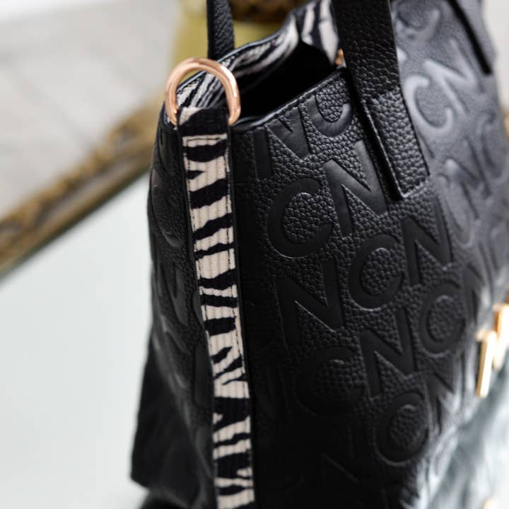 NOCO - Wholesale Top Handle Bag - Women's - Black Animal Print Cube2