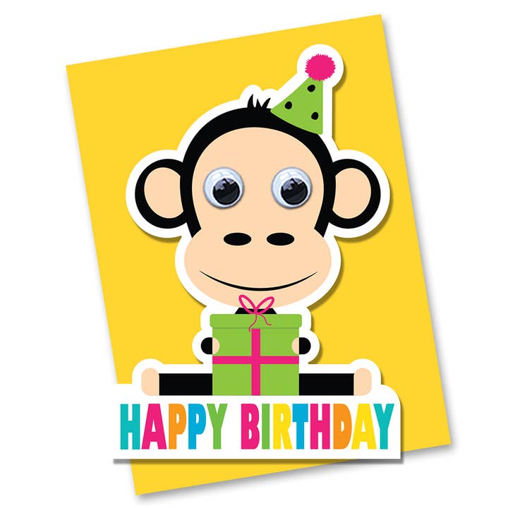 Monkey Birthday Card| Jungle Animal Cards | Kids Cards for wholesale by Stripey Cats Cards