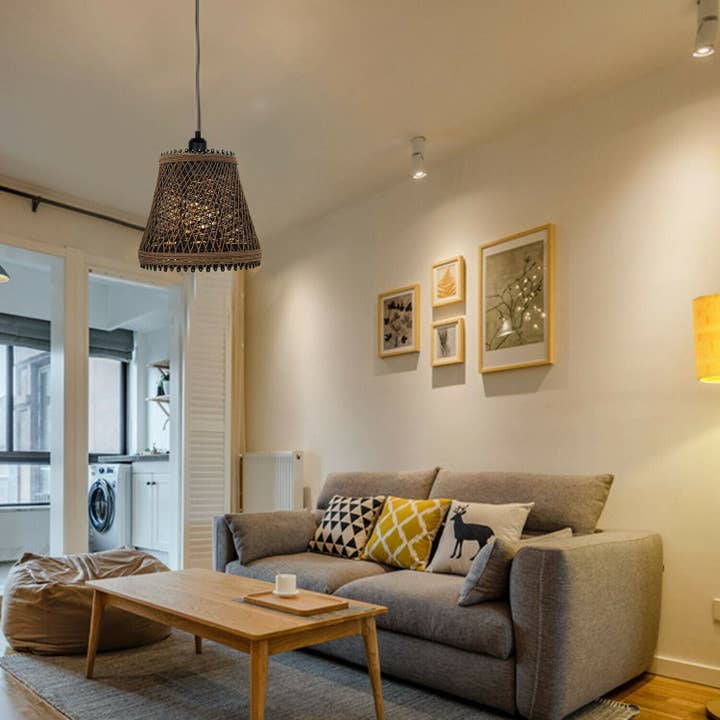 Ledsone - Wholesale Chandelier/hanging light - Rattan Wicker Ceiling Pendant Light Shade Hanging Light Antique décor Lampshade~13343