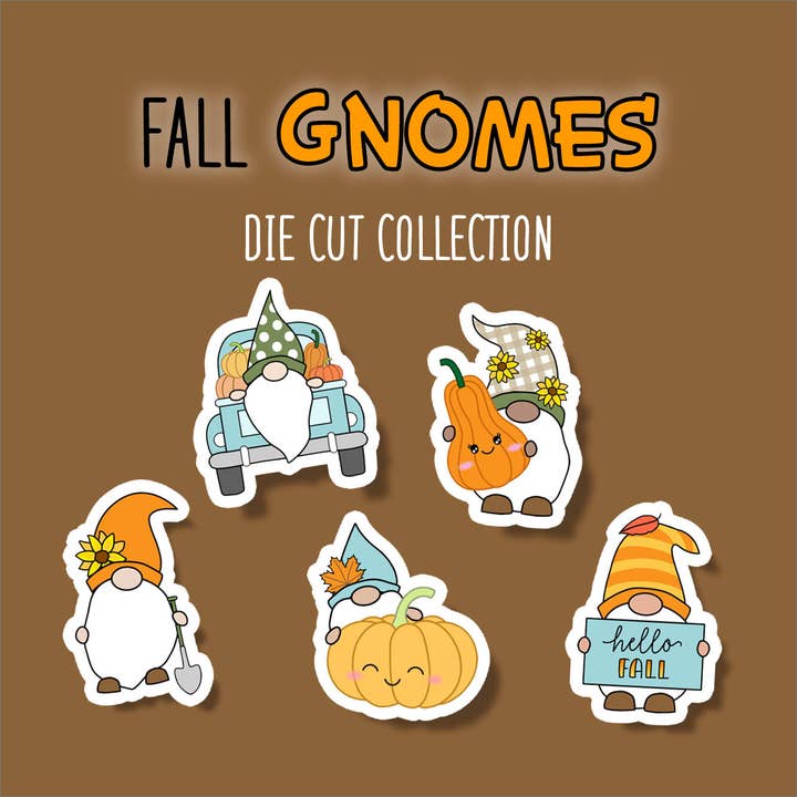 Fall Gnomes Sticker DIE CUT Collection for wholesale by Shine Sticker Studio