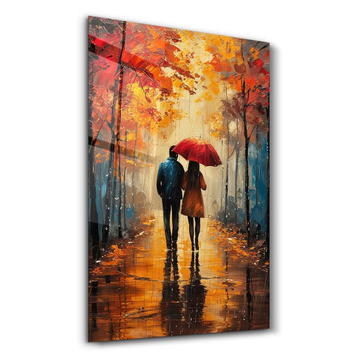 Walkin in the Rain | Glass Wall Art for wholesale by Artdesigna KG