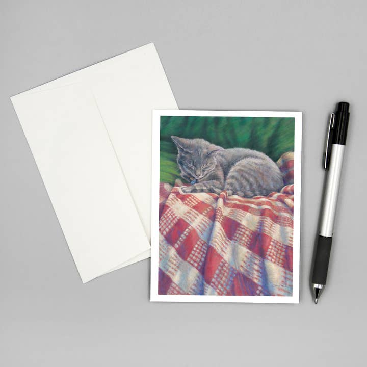 Note Card, Eco-friendly, Cat Nap for wholesale by Mary Pow Designs