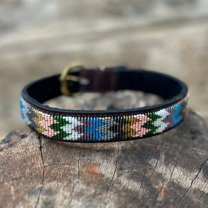 Tribal Maasai Beaded Leather Dog Collar for wholesale by MAASAI CHIEF