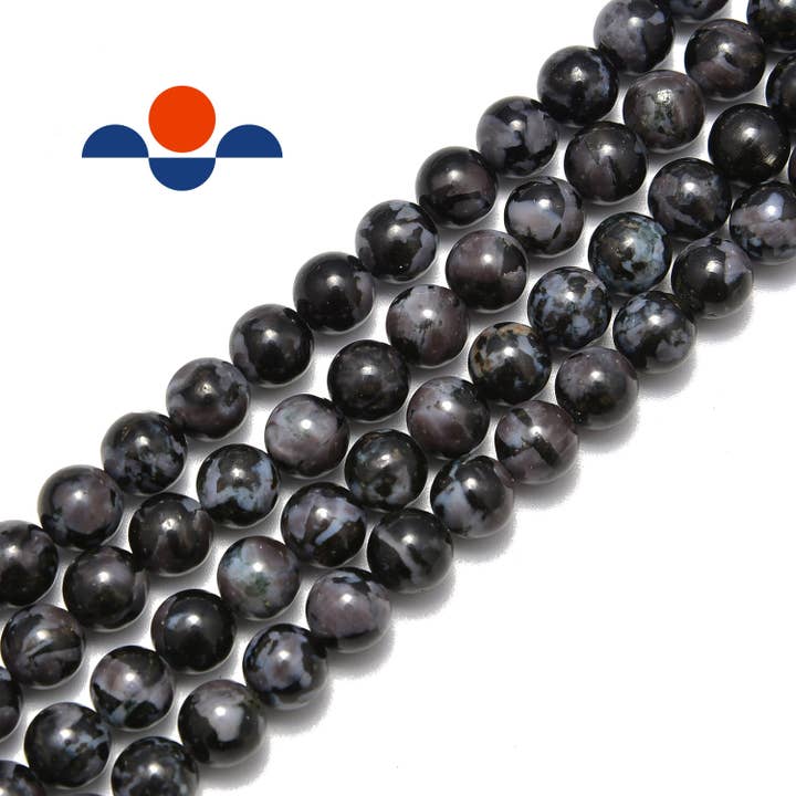 Perles Rondes Lisses en Indigo Gabbro 6mm 8mm 10mm 12mm 14mm 16mm 18mm Brin de 15,5" pour la vente par CRCBEADS