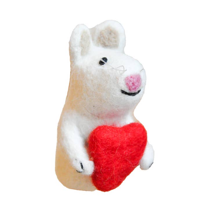 Maus mit Fingerpuppe aus herzlichem Wollfilz für den Großhandel von Zumki