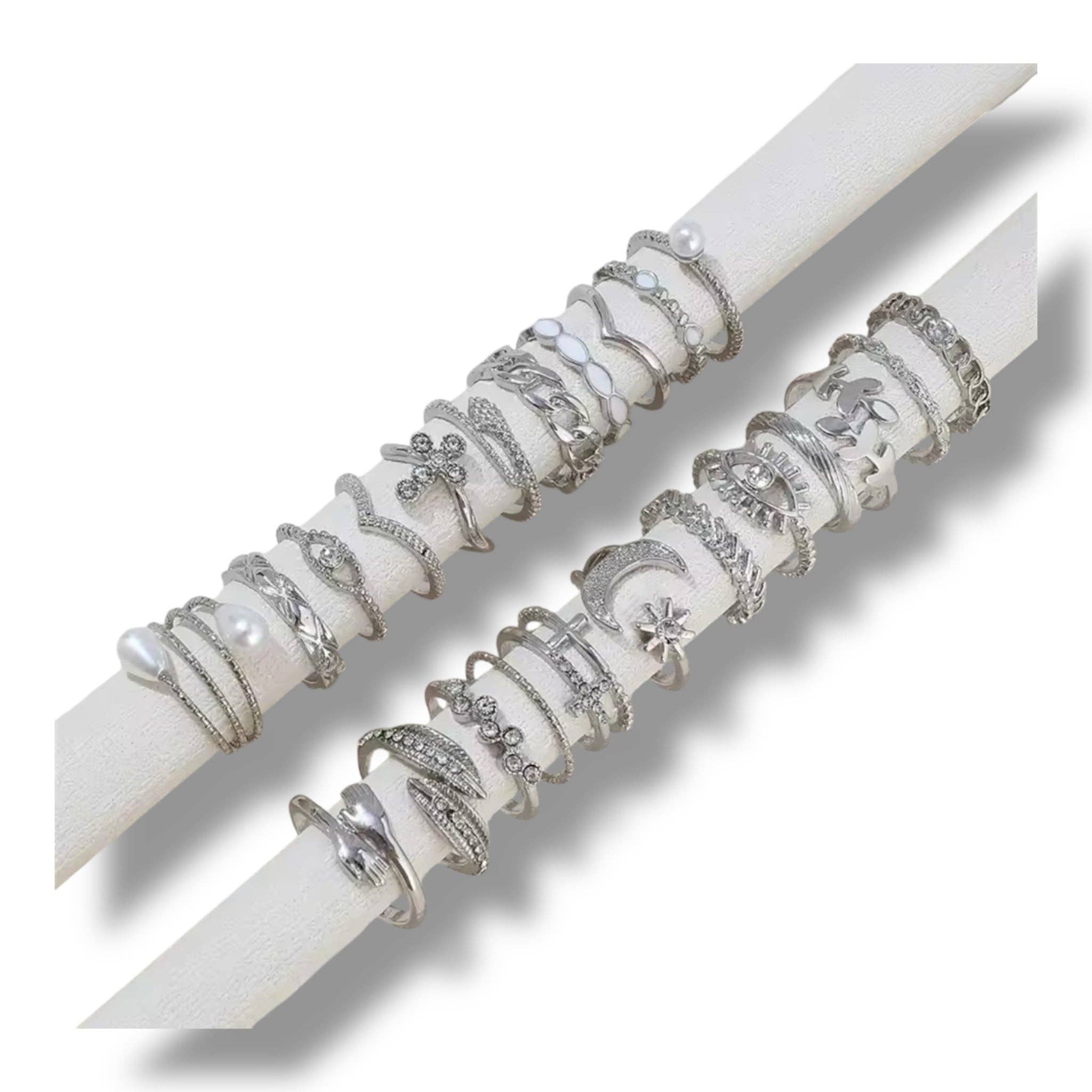 Kinky Pleasure - Wholesale Jewelry Set - Kinky Pleasure - AX113 - Ring Set 23 Rings In Gold Or Silver - In Display Box6