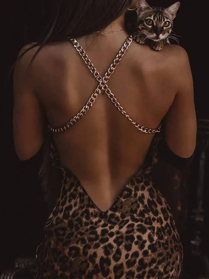 Leopard Print Chain Strap Maxi Dress for wholesale on Faire3
