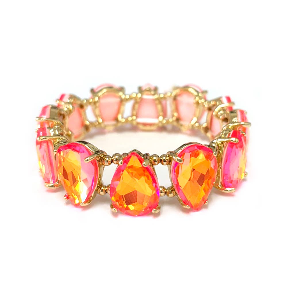 StarryNYC - Wholesale Beaded Bracelet - Neon & Pastel Teardrop Glass Crystal Bead Stretch Bracelet8
