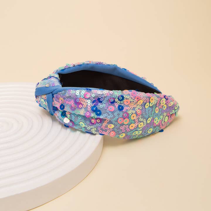 SP Sophia Collection - Wholesale Fashion Headband - Women's - Pastels Sequins Top Knot headband
