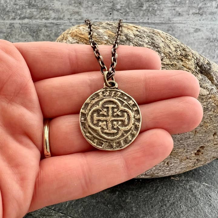 Johnny Ltd. - Wholesale Pendant/Charm Necklace - Old Spanish Doubloon Coin Men's Necklace, Shipwreck Pirate1