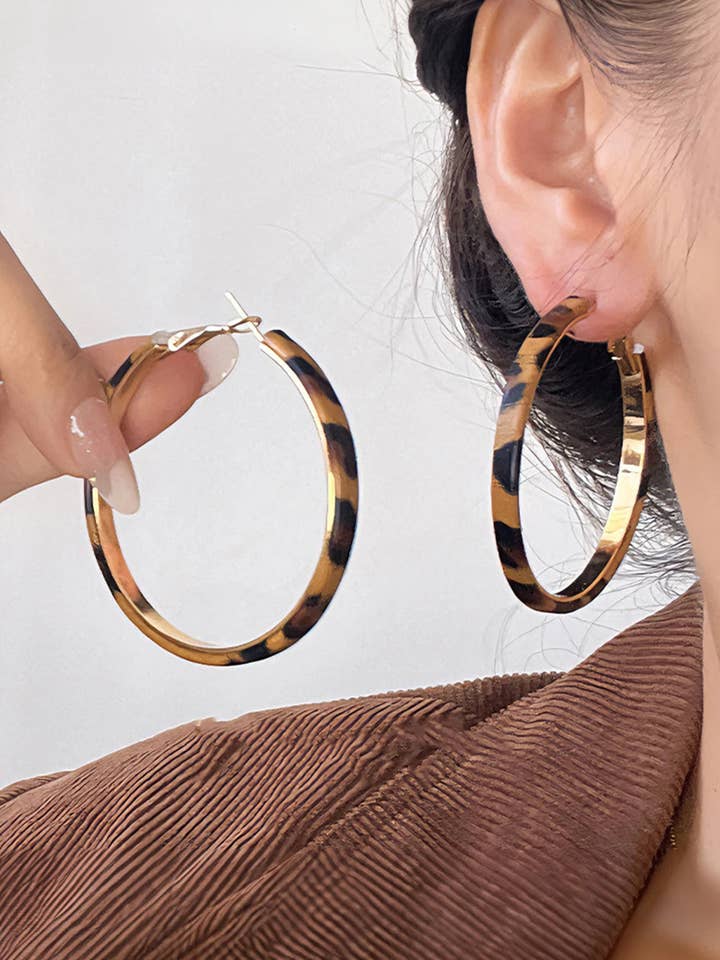 Thai Curry Stainless Alloy Leopard Hoop Earrings for wholesale by Lovesoft