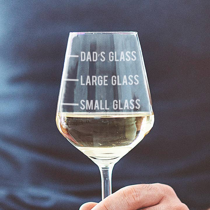 Personalised Dad's Measure Wine Glass for wholesale by Becky Broome