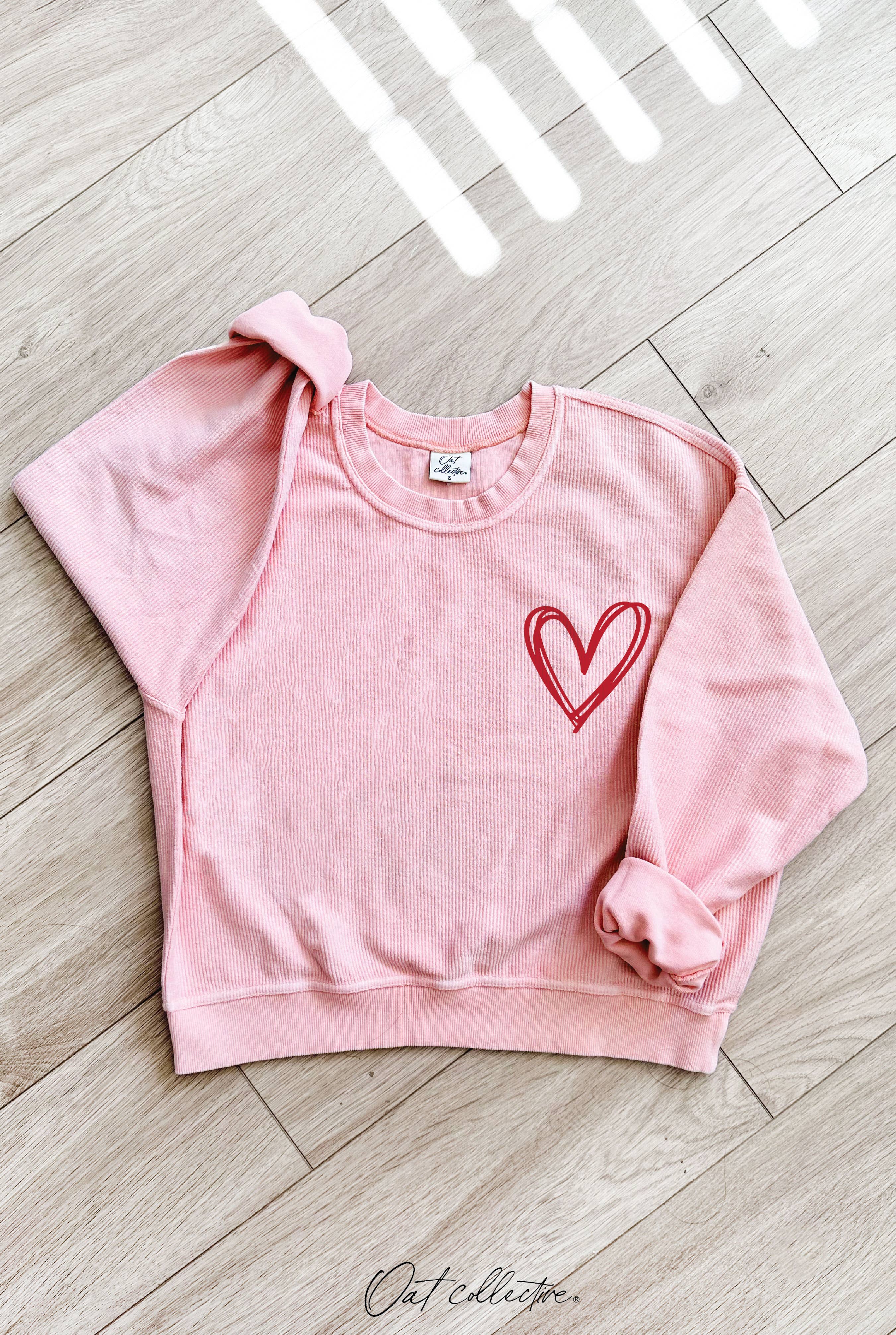 OAT COLLECTIVE - Wholesale Graphic Sweatshirt - Women's - HEART SCRIBBLE Cropped Thermal Vintage Pullover 0