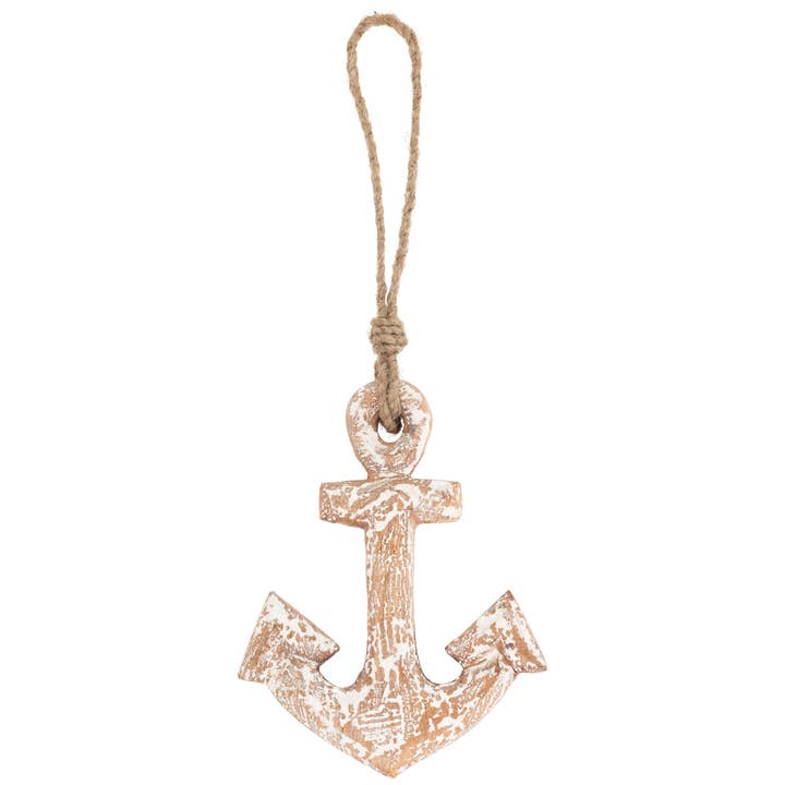 Ancla colgante de 6" de largo blanqueada decoración náutica para venta al por mayor de Boston International