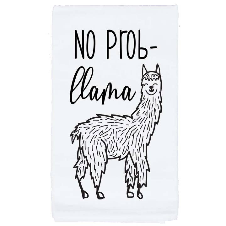 Torchon décoratif de cuisine No Prob-Llama pour la vente par Sycamore Creek Makers