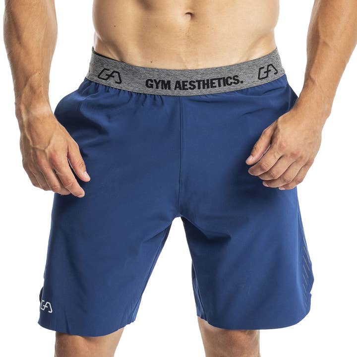 Funktionel Sports Shorts intensitet til mænd i Steel Blue for engroshandel hos Gym Aesthetics