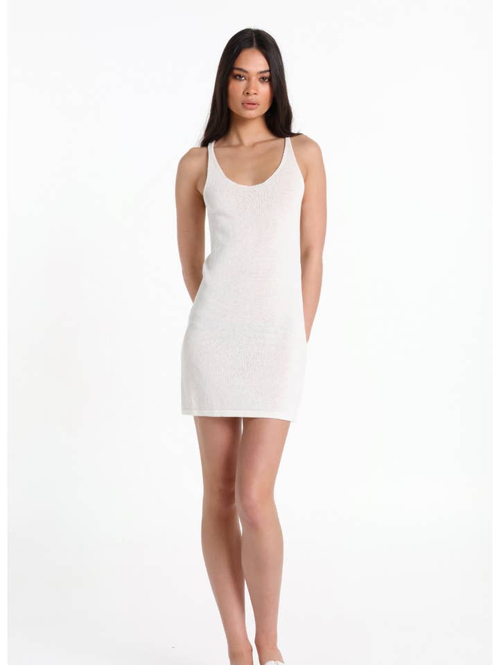 Raya Knit Dress- White for wholesale by Lost in Lunar