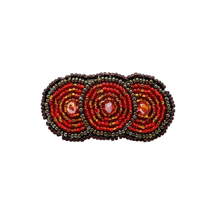 Pichincha - Wholesale Barrette - Women's - Small Beaded 3 Circle Seed Bead Barrette Hair Clip