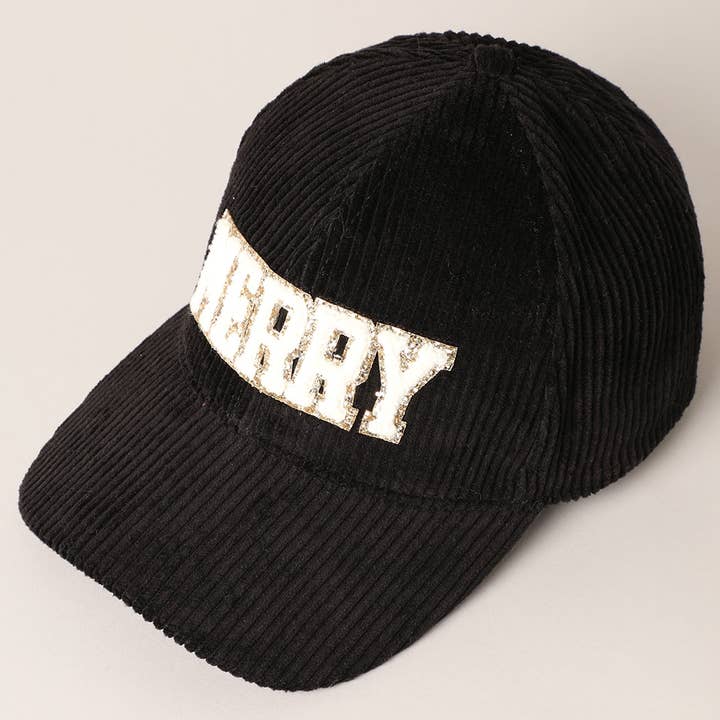 Fashion City - Wholesale Baseball Cap - Women's - MERRY Embroidery Patch Corduroy Cap