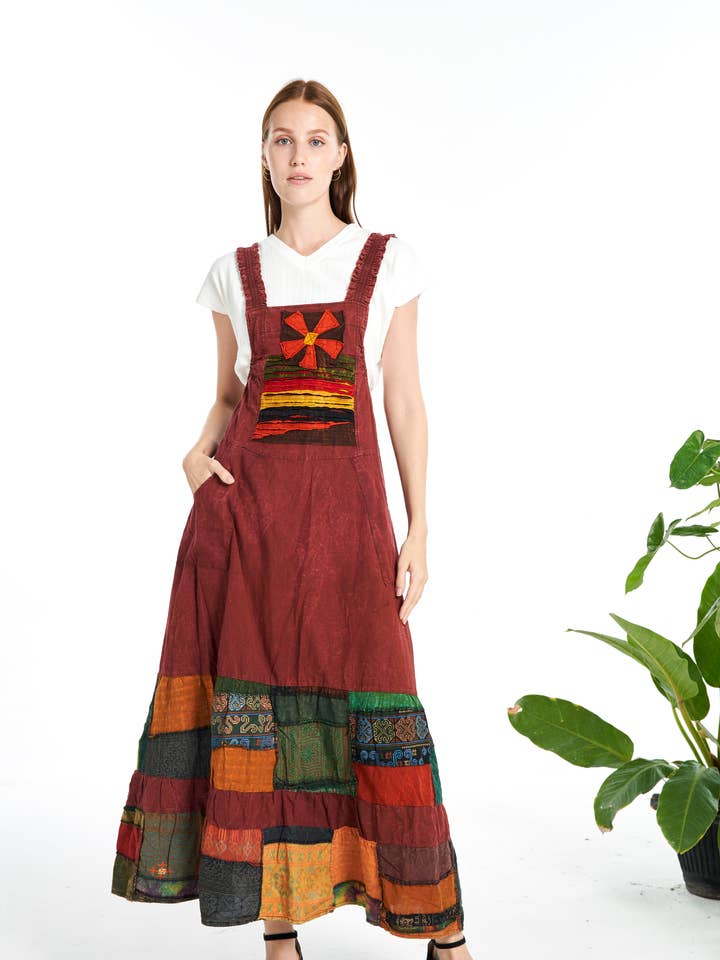 Patchwork Pinafore Dress (TH-1781) for wholesale by Kathmandu Imports