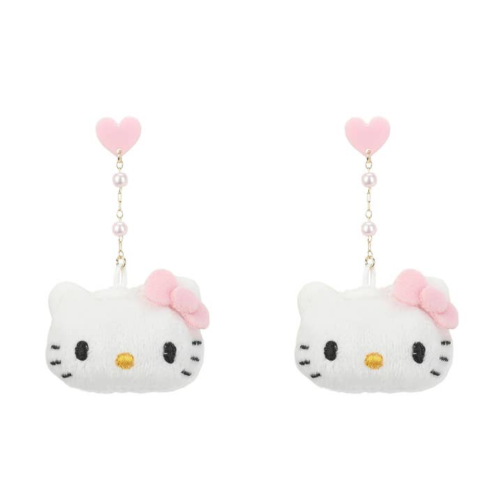 Hello Kitty Heart & Pearls Plush Earrings for wholesale by Bioworld Merchandising