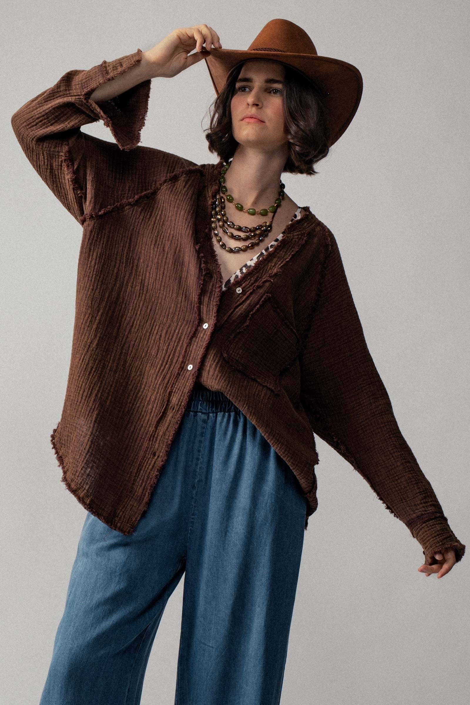 Fashion Week - Wholesale Button Down Shirt - Women's - The Willow Gauze Relaxed Shirt19