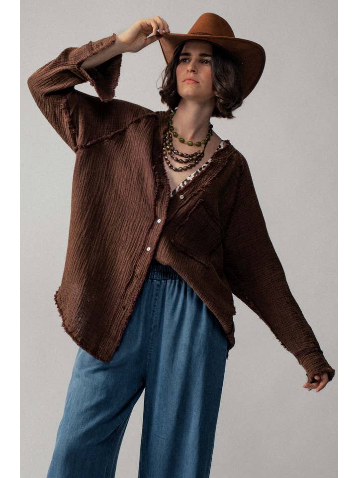 Fashion Week - Wholesale Button Down Shirt - Women's - The Willow Gauze Relaxed Shirt19