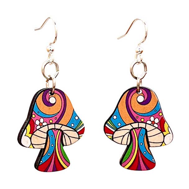 Psychedelische paddestoel oorbellen voor wholesale door Green Tree Jewelry