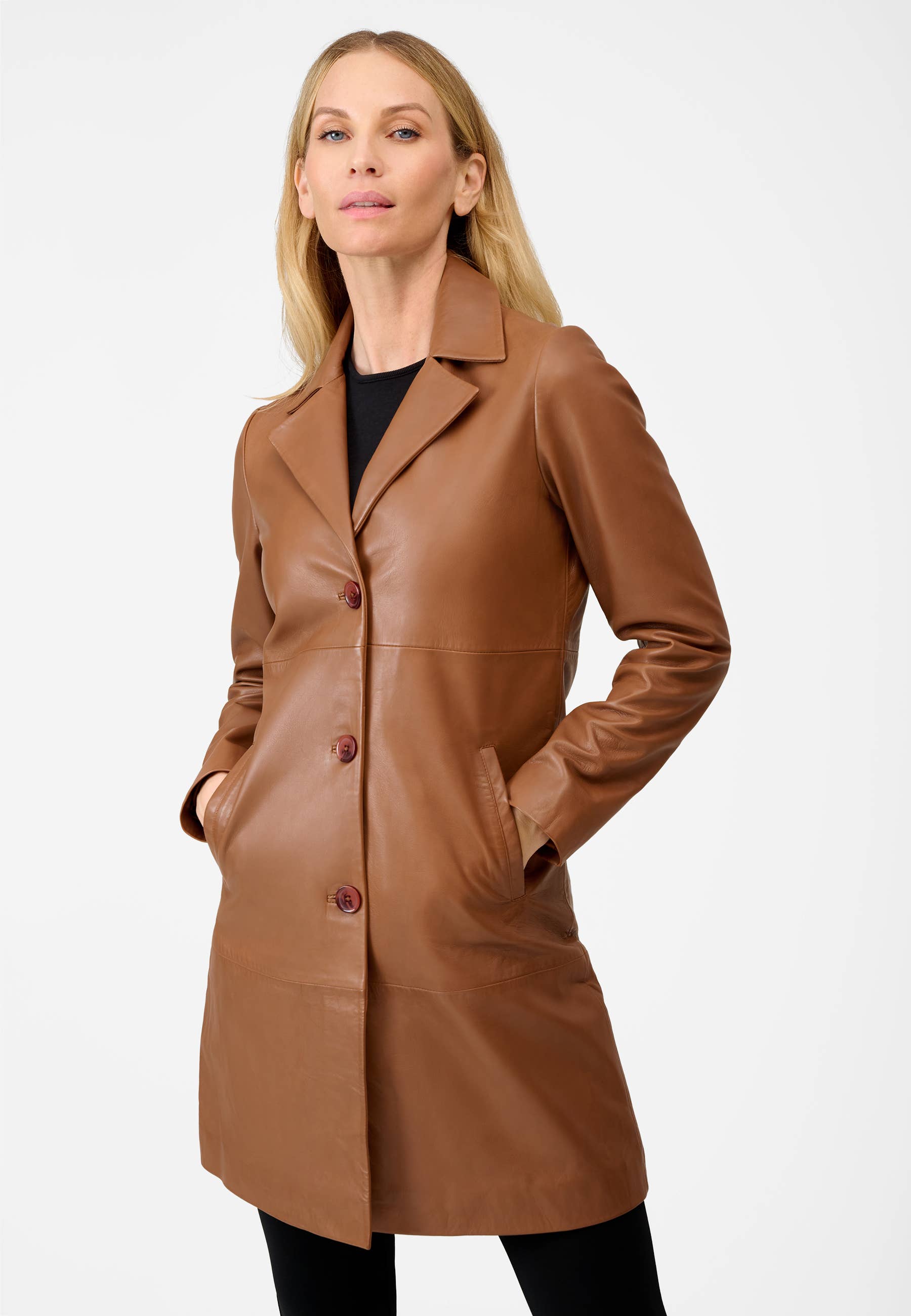 Ricano – Großhandel Mantel - Damen – Klassischer Damen Ledermantel Marzia  - Lamm Nappa Leder13