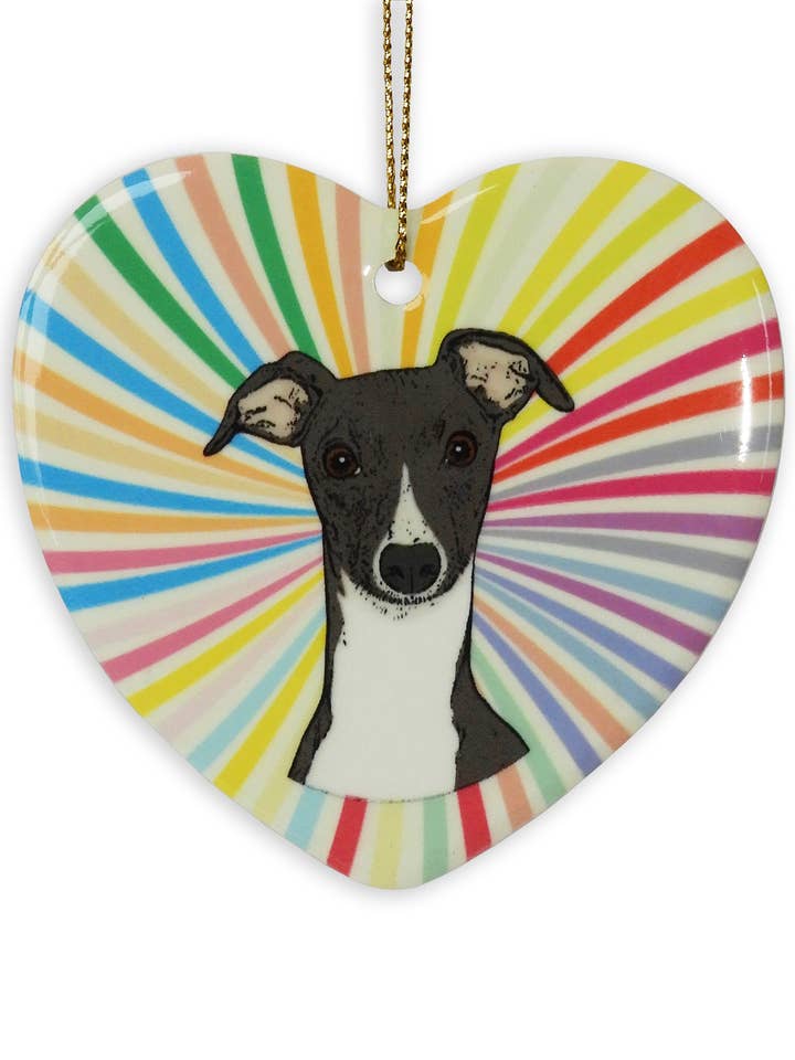 Whippet Keramiek Hart Ornament voor wholesale door Sabyloo