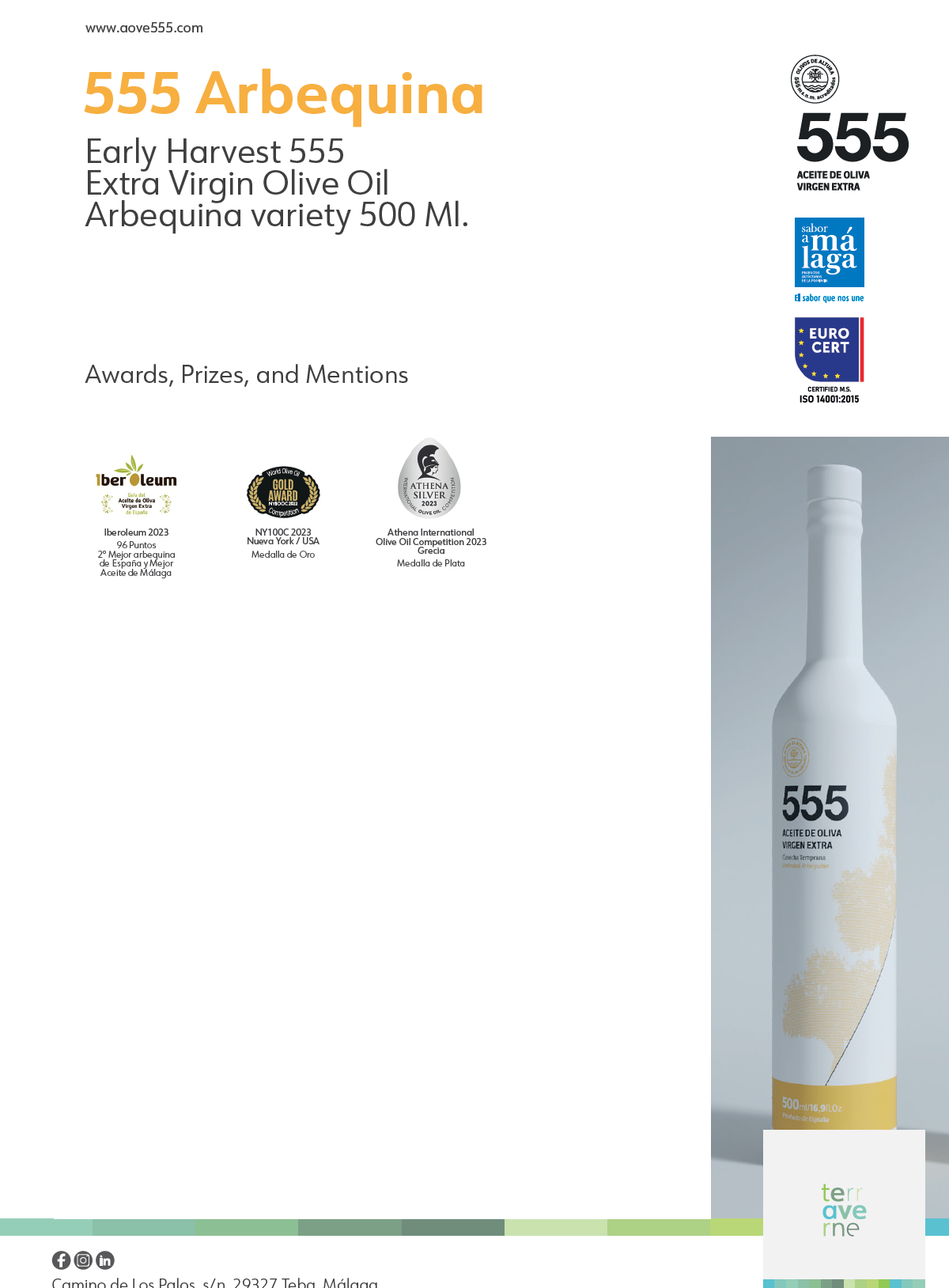 Almazara Terraverne – Azeite por atacado – Azeite Extra Virgem EVOO 555 Arbequina3