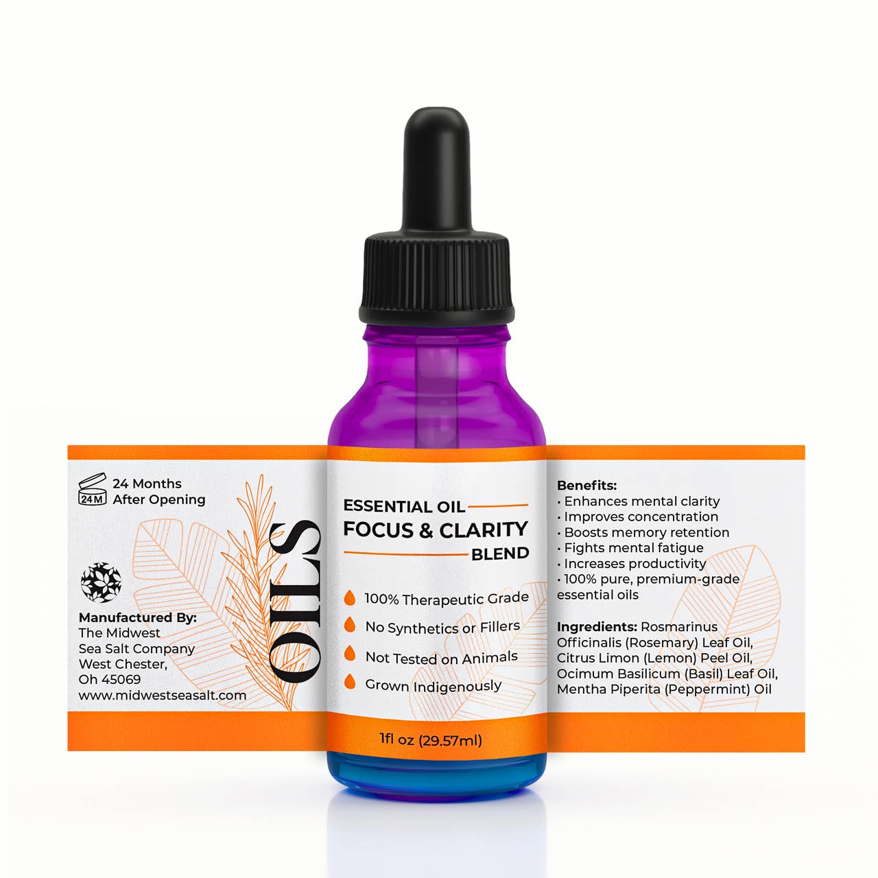 The Midwest Sea Salt Company - Wholesale Essential Oil - Focus & Clarity Essential Oil Blend - 1oz1