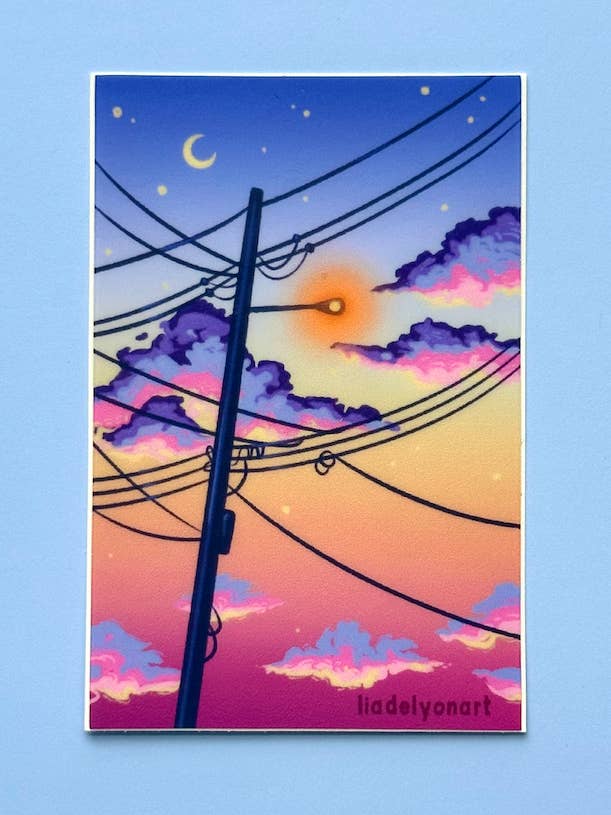 Matter Vinylaufkleber Sunset Telephone Pole für den Großhandel von liadelyonart