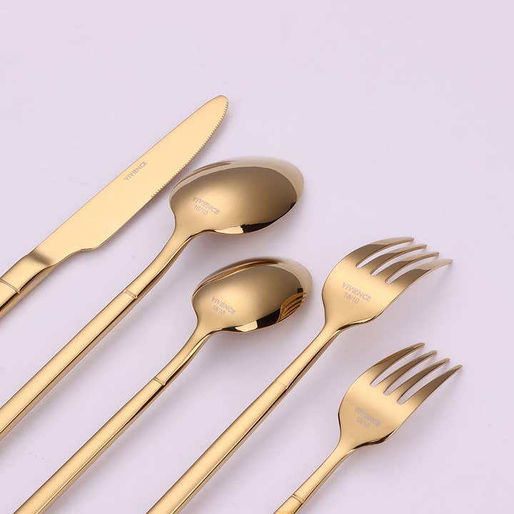 VIVIENCE - Wholesale Flatware Set - Simplicite 20 Pc Gold Flatware Set, Service for 4