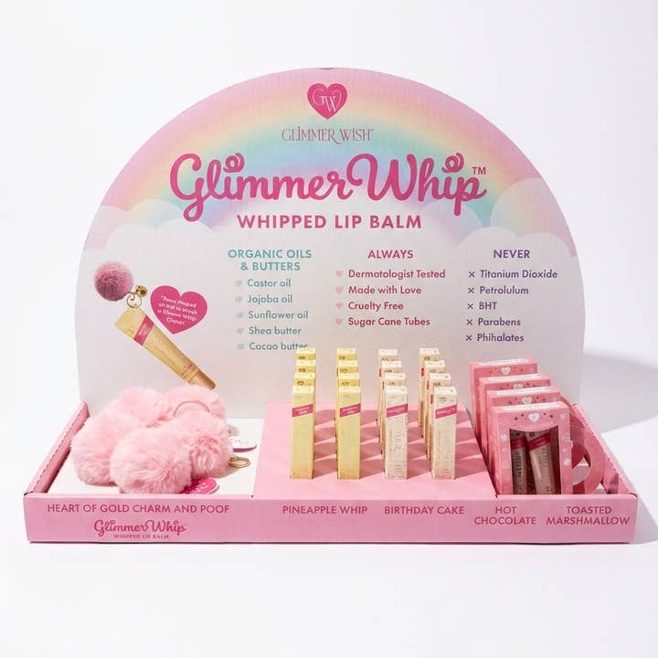 4 Smaak Glimmer Whip Set + GRATIS Display Tray voor wholesale door Glimmer Wish