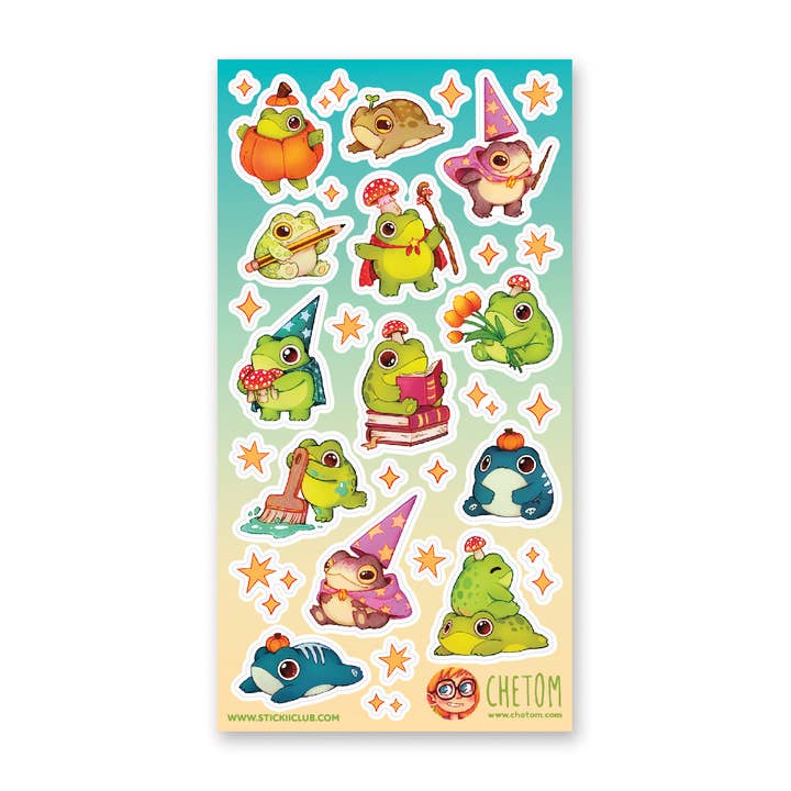 Froggin Adorable Wizards Sticker Sheet for wholesale by STICKII