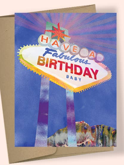CARTE DE VOEUX AQUARELLE D'ANNIVERSAIRE DE SIGNE VEGAS pour la vente par Studio Masha D'yans
