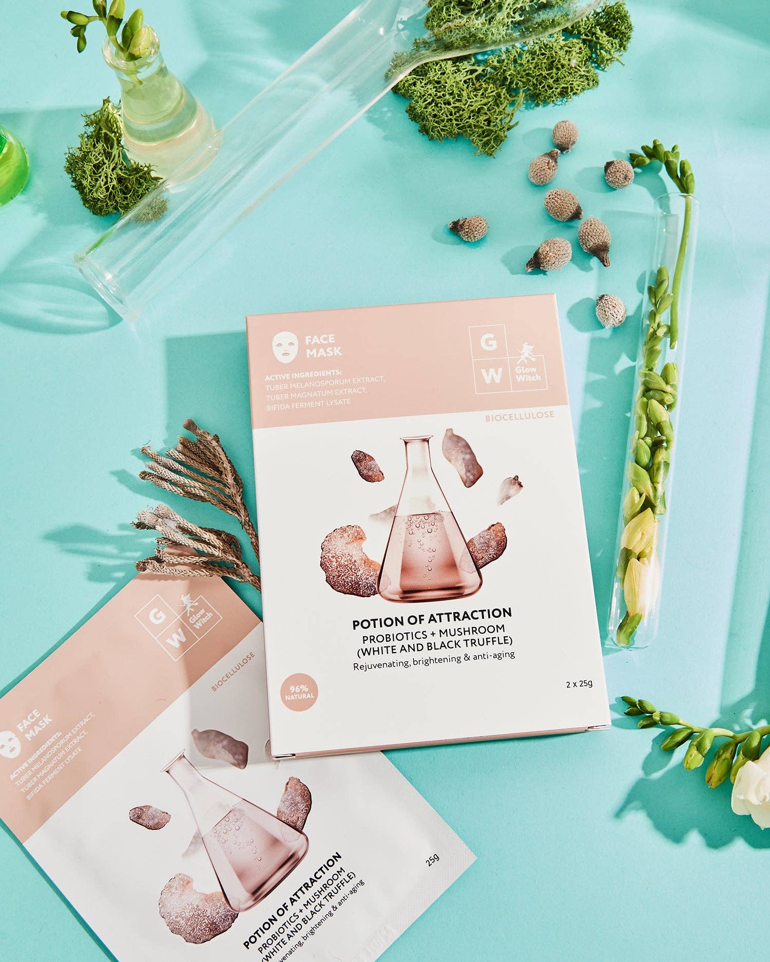 Glow Witch - Vendita all'ingrosso Maschera viso - Maschera viso coreana in bio-cellulosa con probiotici, confezione da 210