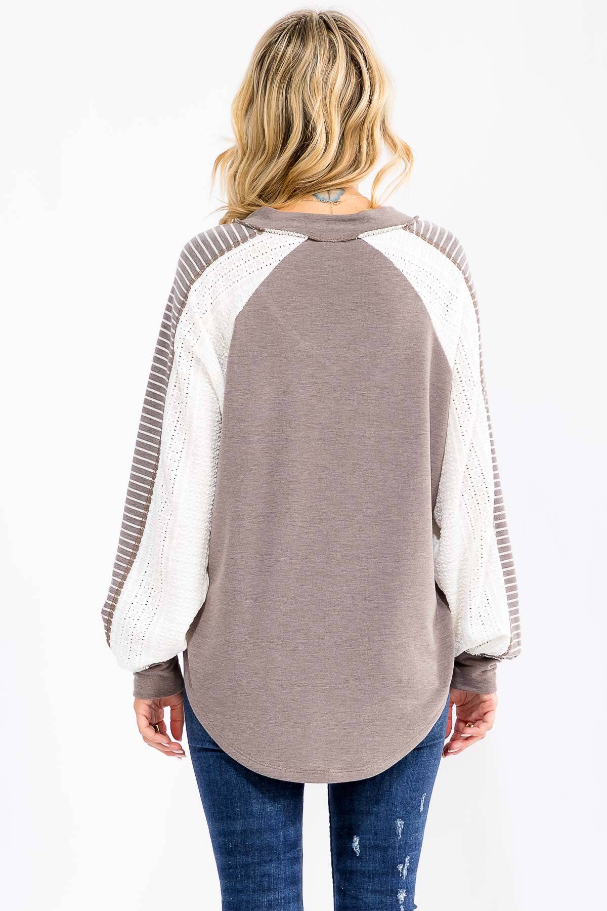 7th Ray – wholesale Stickad topp - Dam – [PLUS SIZE] Färgblock Virkad Spets Pullover Topp T5990XL-117